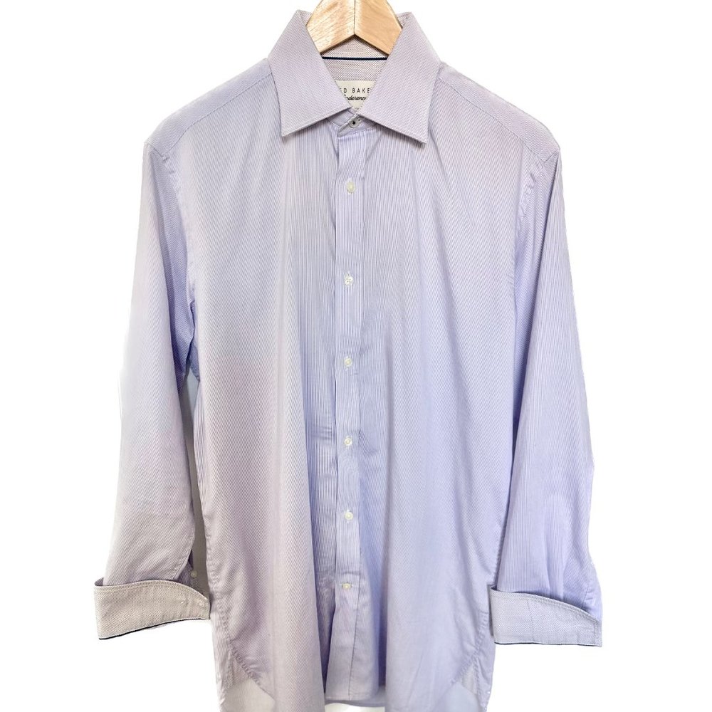 Men's TED BAKER Endurance Shirt | L/S | Flip Cuff | Purple | Size - 15.5